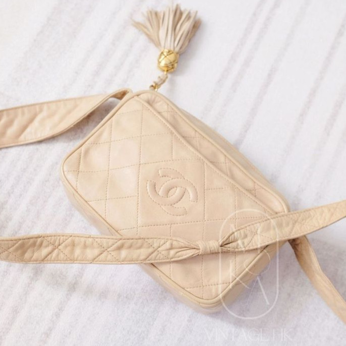 【CHANEL】CC diamond-quilted tassel crossbody bag★シャネル