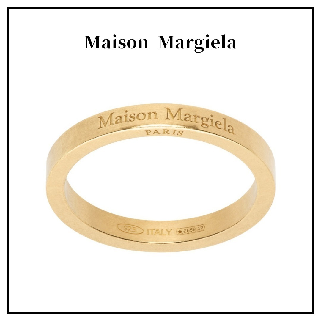 【Maison Margiela】ゴールド ロゴ リング シンプル 3mm