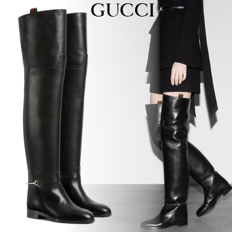 25新作 GUCCI スリム ホースビット ウィメンズ ニーハイブーツ