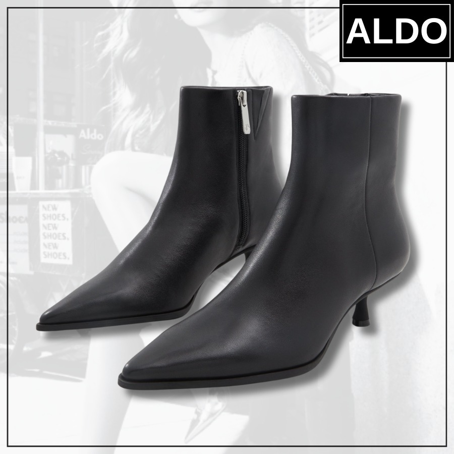 【追跡あり!】ALDO レザー キトンヒール アンクルブーツ お洒落