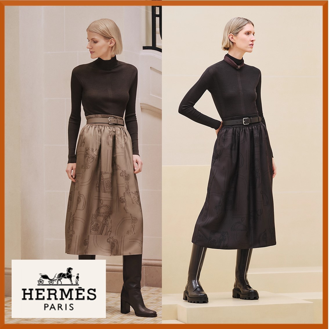 【セレブ愛用☆新作】HERMES プリントスモックスカート