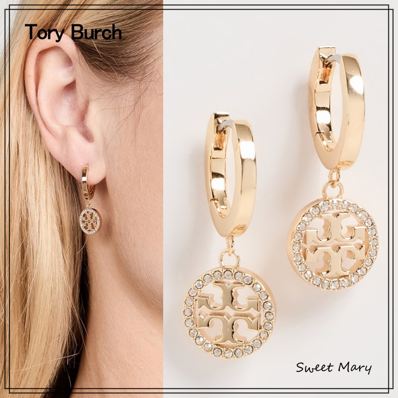 Tory Burch☆Miller Pave ハギー フープ ピアス♪【送料込】