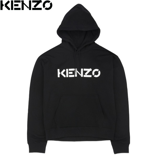 KENZO ケンゾー ロゴプリントプルオーバーフーディ ブラック