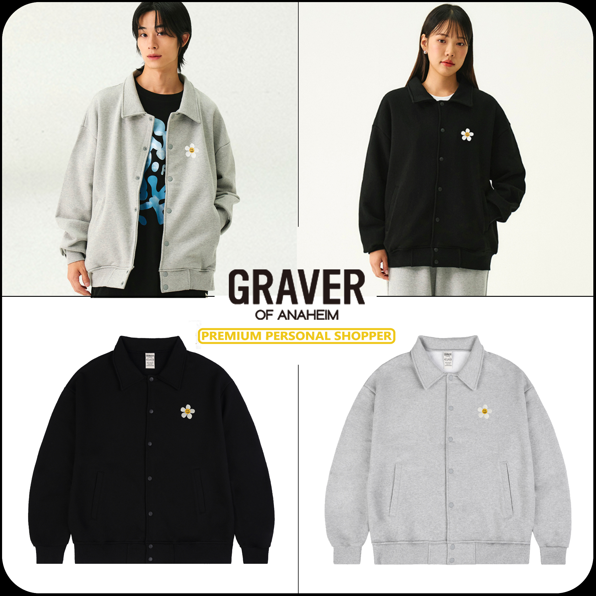 [GRAVER]★24FW★FLOWER DOT EMBROIDERY STADIUM VARSITY JACKET