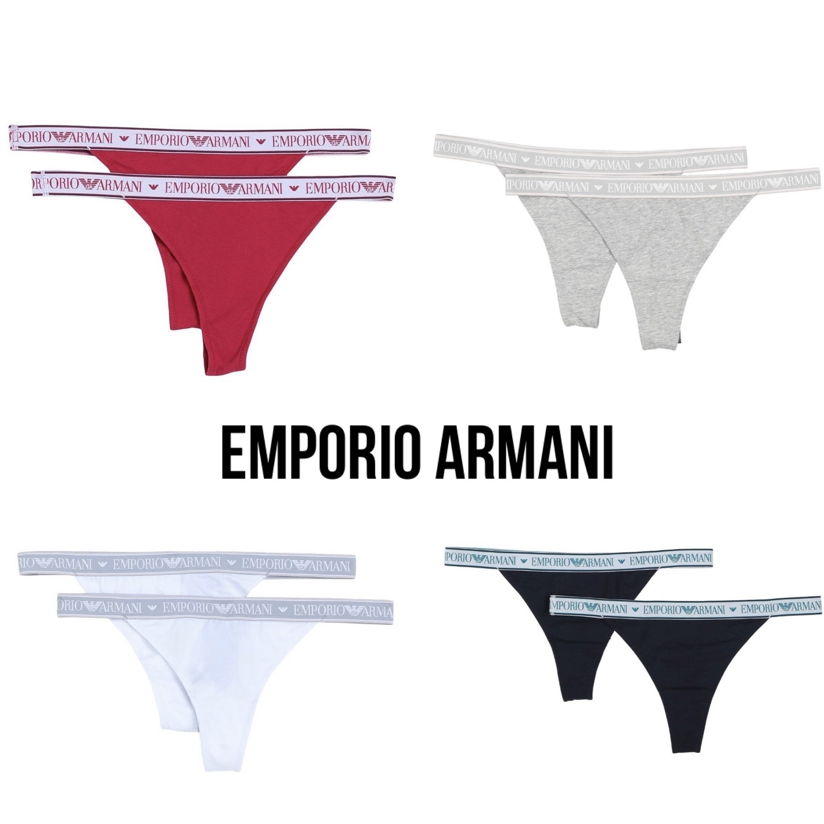 送料関税込み☆EMPORIO ARMANI ロゴ ショーツ Tバック 2点セット