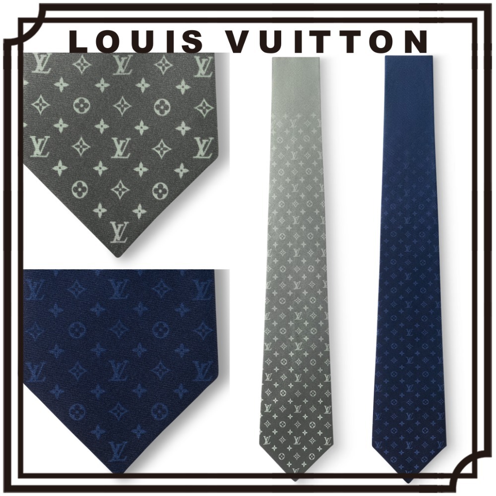 レビュー高評価商品 LOUISVUITTON ヴィトン ネクタイ モノグラム グレー 剣先幅 7cm 小物