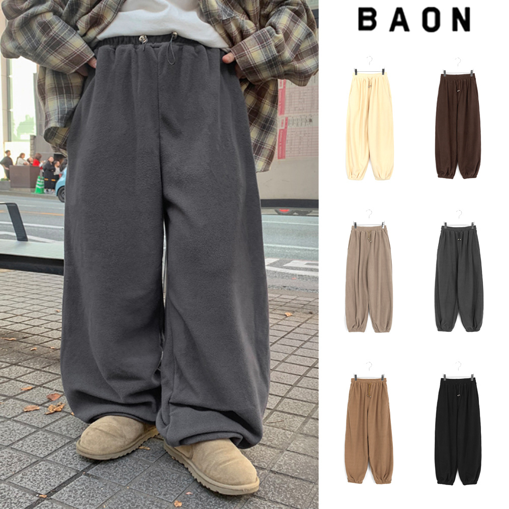 【BAON】[unisex] Dokoto fleece banded string jogger pants