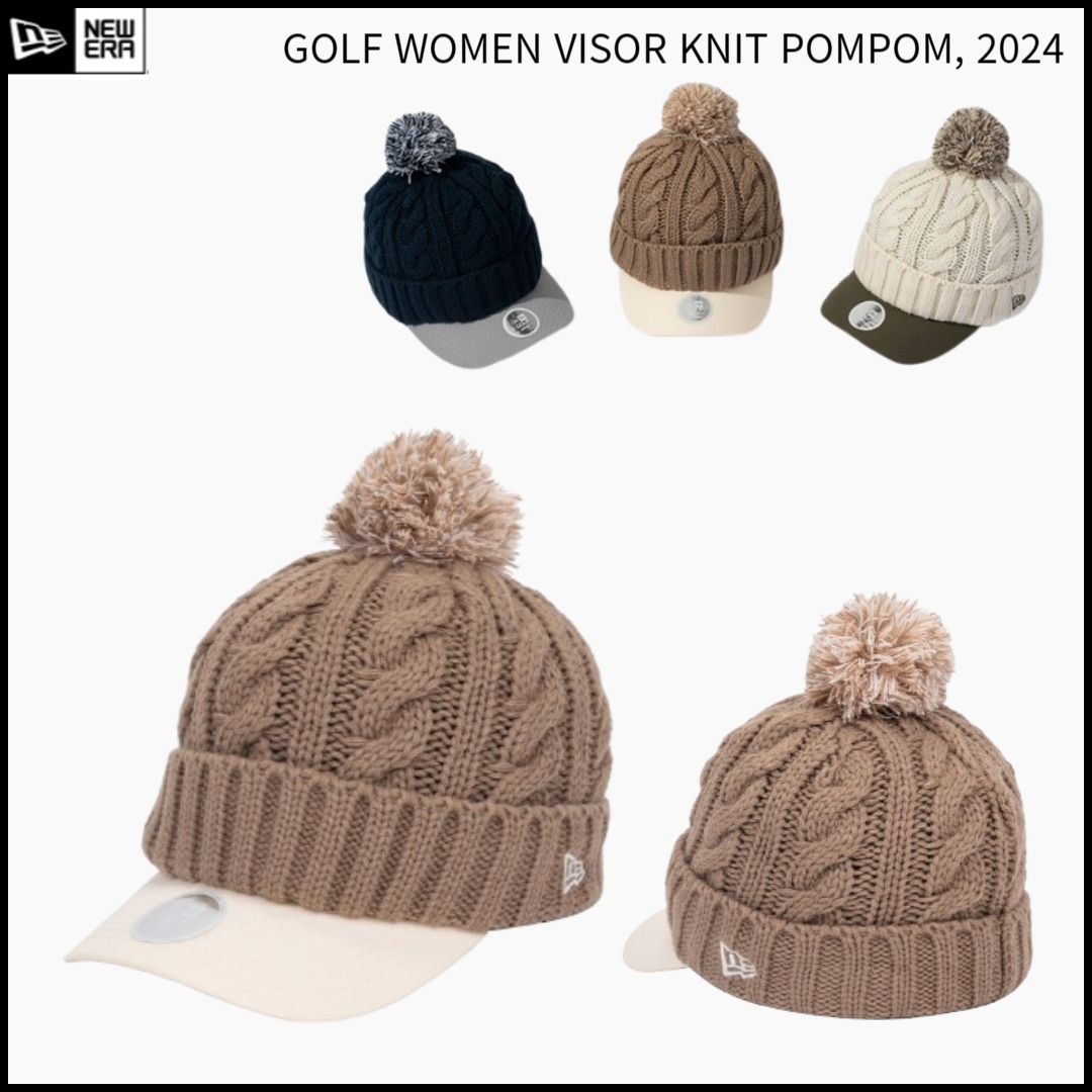 Newera■[Golf] [Woman] POM visor knit cap■送料込