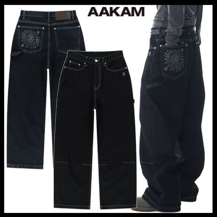 大人気★AAKAM★Rhinestone Washed Denim Pants(黒/追跡O) LAST NEST(ラストネスト)商品ページ - Rhinestone Coating Denim