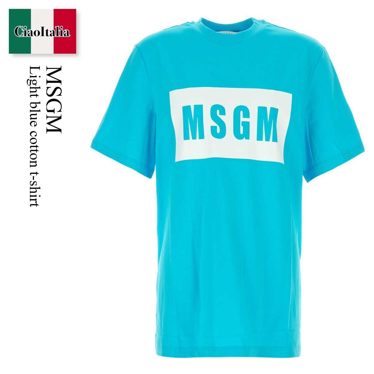 Tシャツ・カットソー Msgm Light Blue Cotton T-Shirt