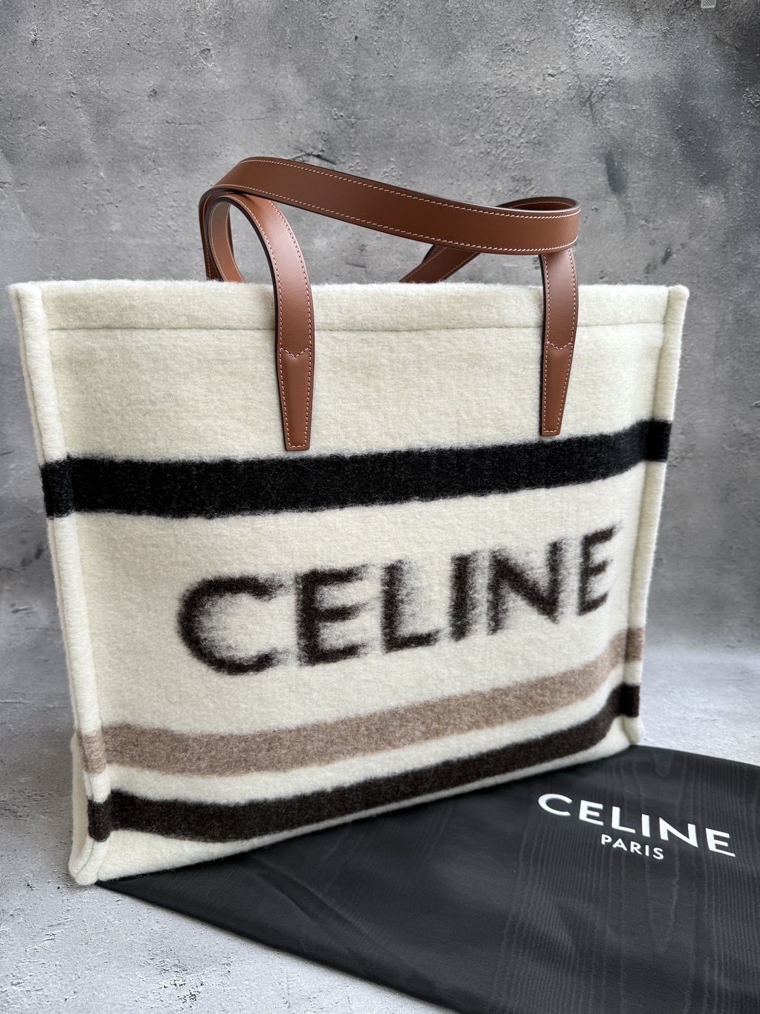CELINE ラージ カバ / CELINEジャカード ストライプテキスタイル