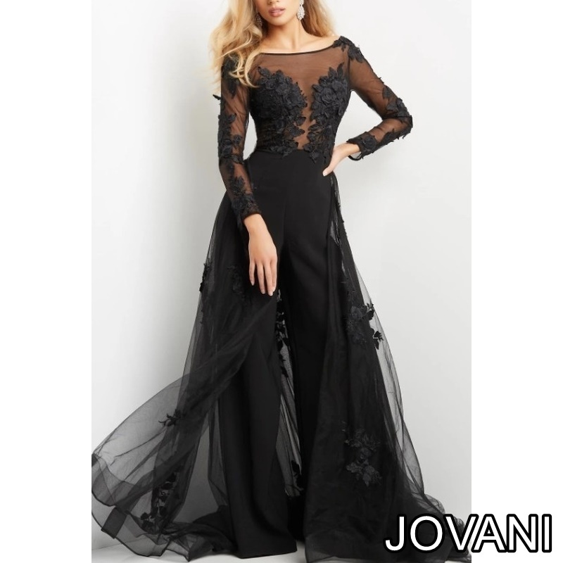 JOVANI SALE セクシレーストップロングドレス ブラック