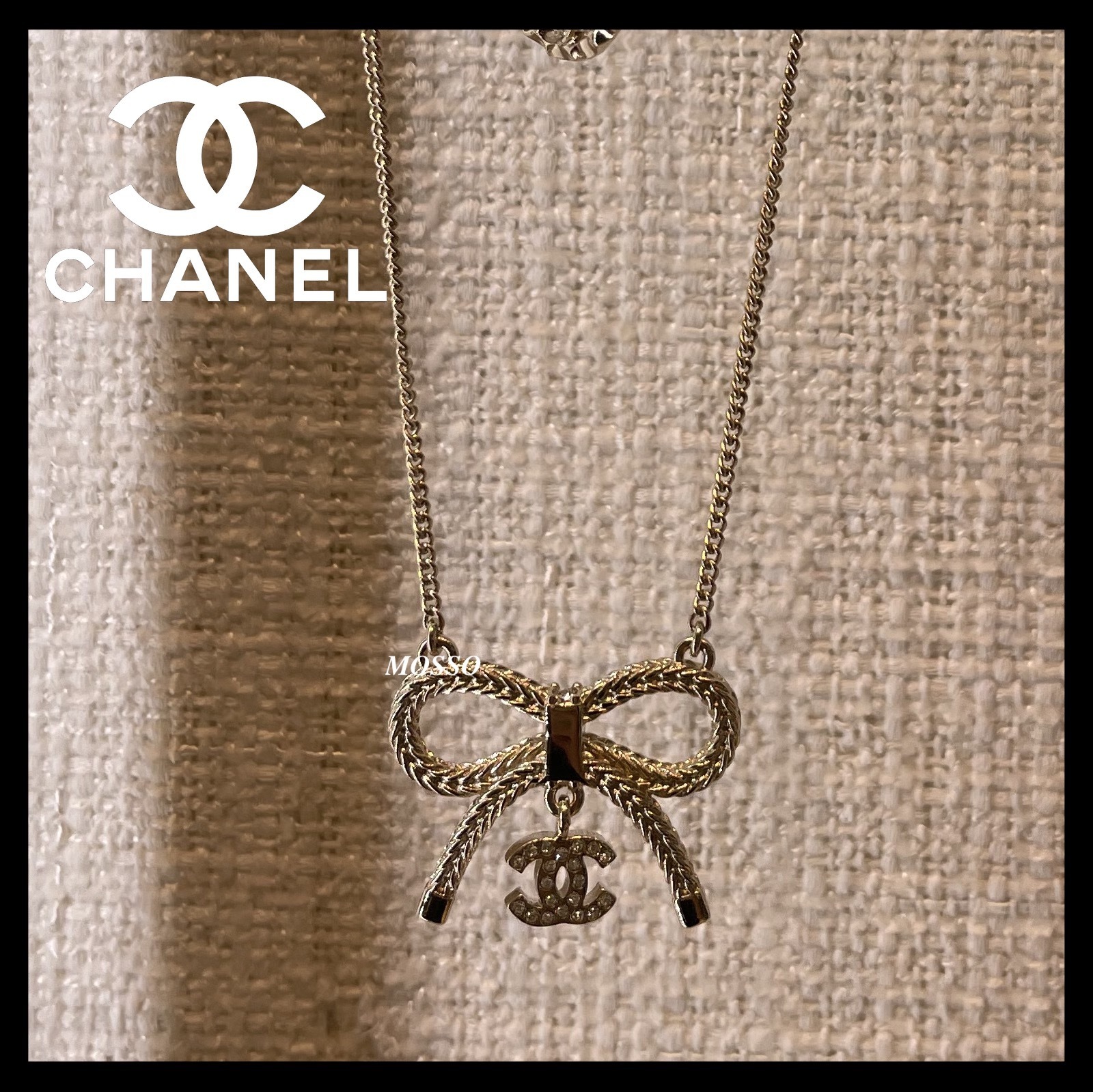 【華やかなアクセント】 CHANEL リボン x CCロゴ ネックレス