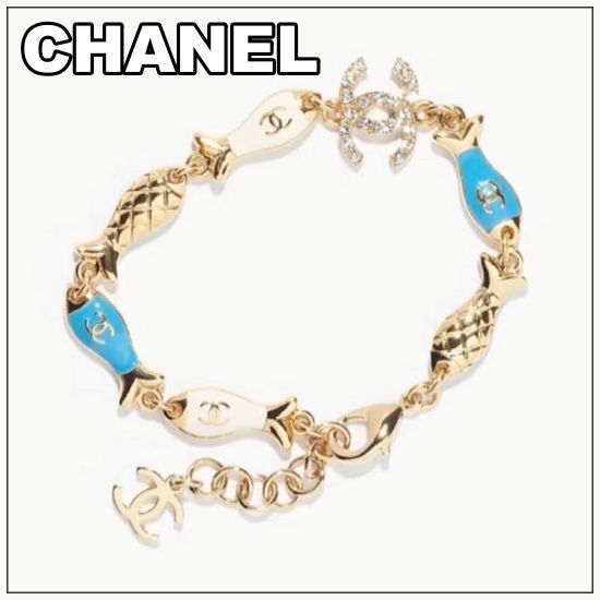 CHANEL 25C《お魚が連なる♪》メタルブレスレット GD