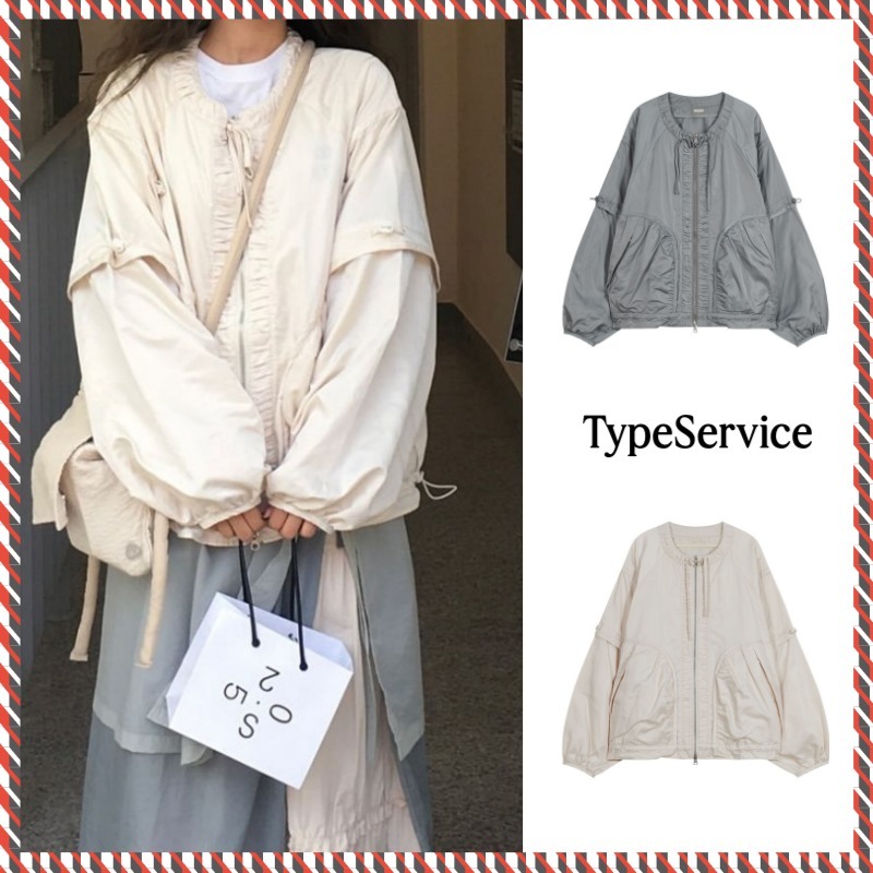 【typeservice】24fw Glossy Shirring Jacket