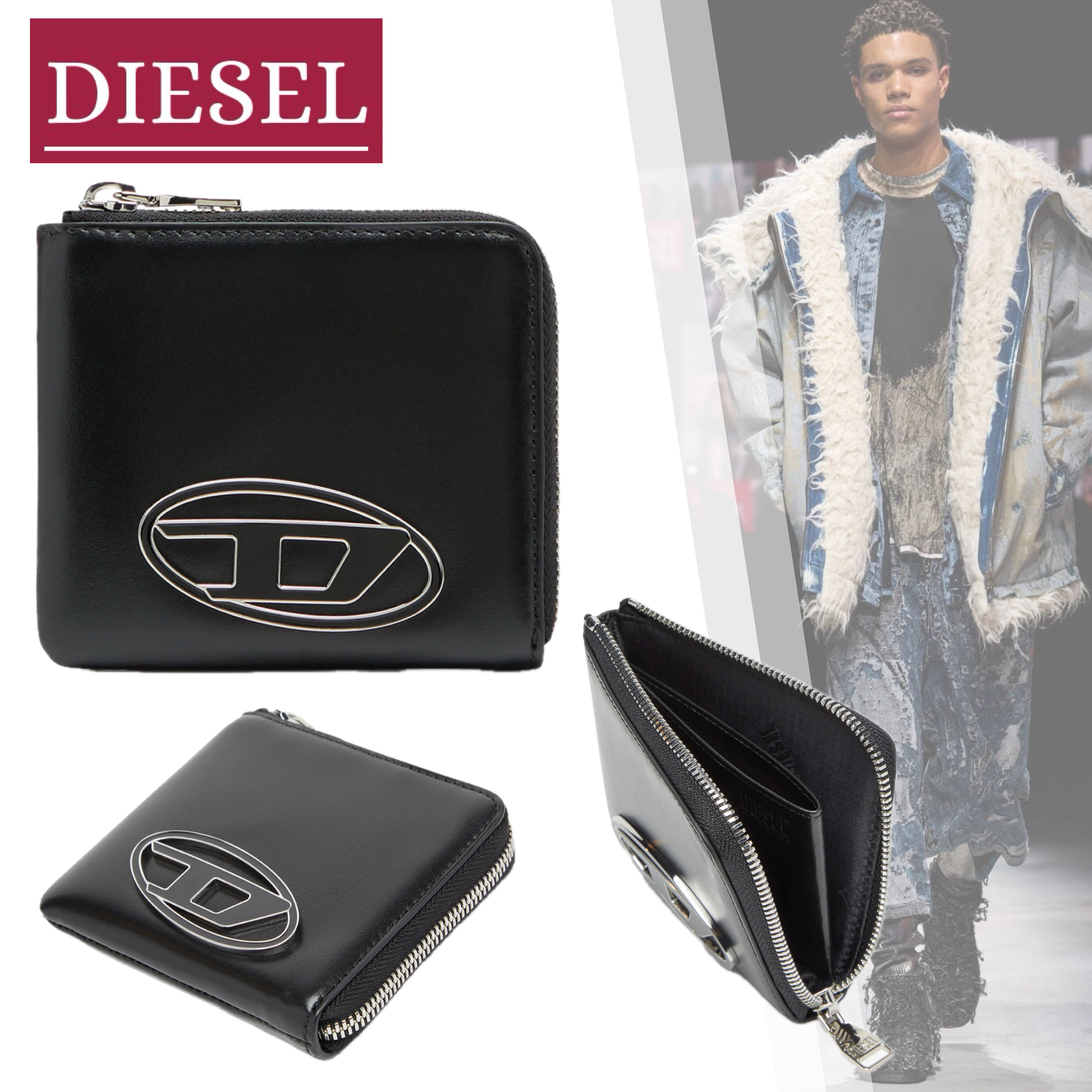 国内直営【DIESEL】1DR CARDHOLDER ZIP ジップウォレット 送料込