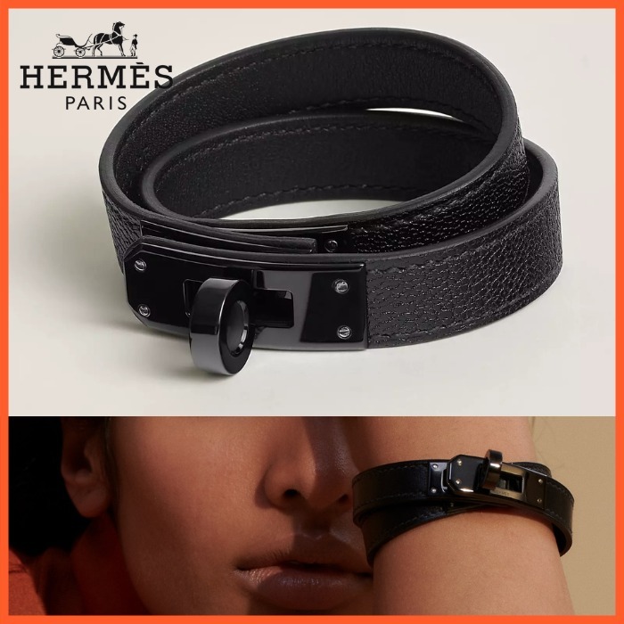【エレガント】HERMES Kelly Double Tour So Black bracelet