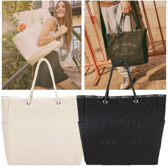 LeSportsac リバーシブル コットン キャンバス ラージ トート