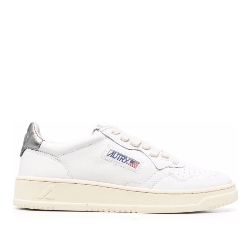 スニーカー AUTRY White and Silver Leather Sneakers Autry Woman