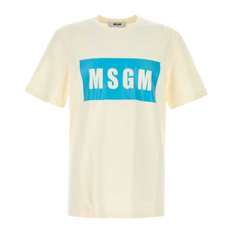 Tシャツ・カットソー MSGM SS24 Cream cotton t-shirt (3640MM520247002 02)