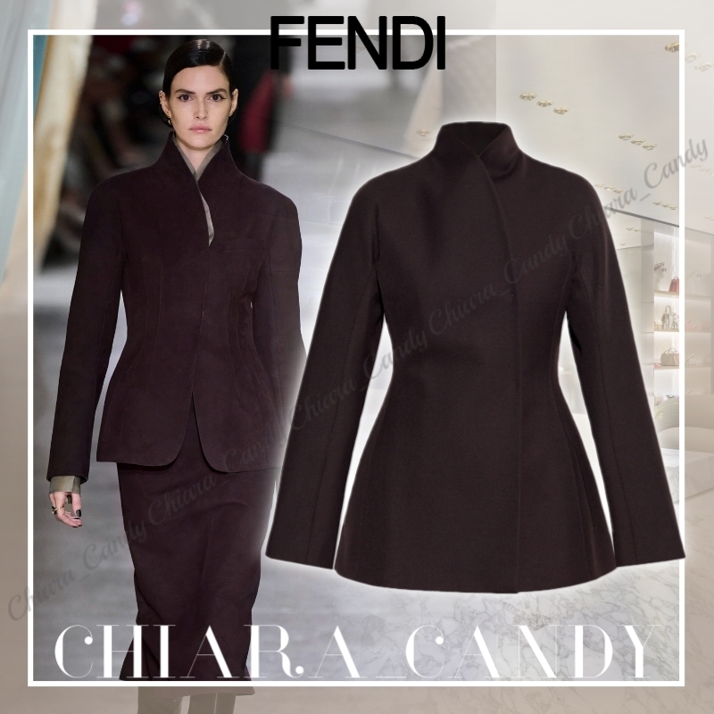 【24AW NEW】FENDI_women / ハイカラー テーラードジャケット