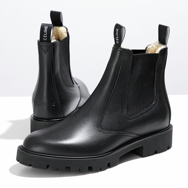 CELINE サイドゴアブーツ 361833554C シアリング付き