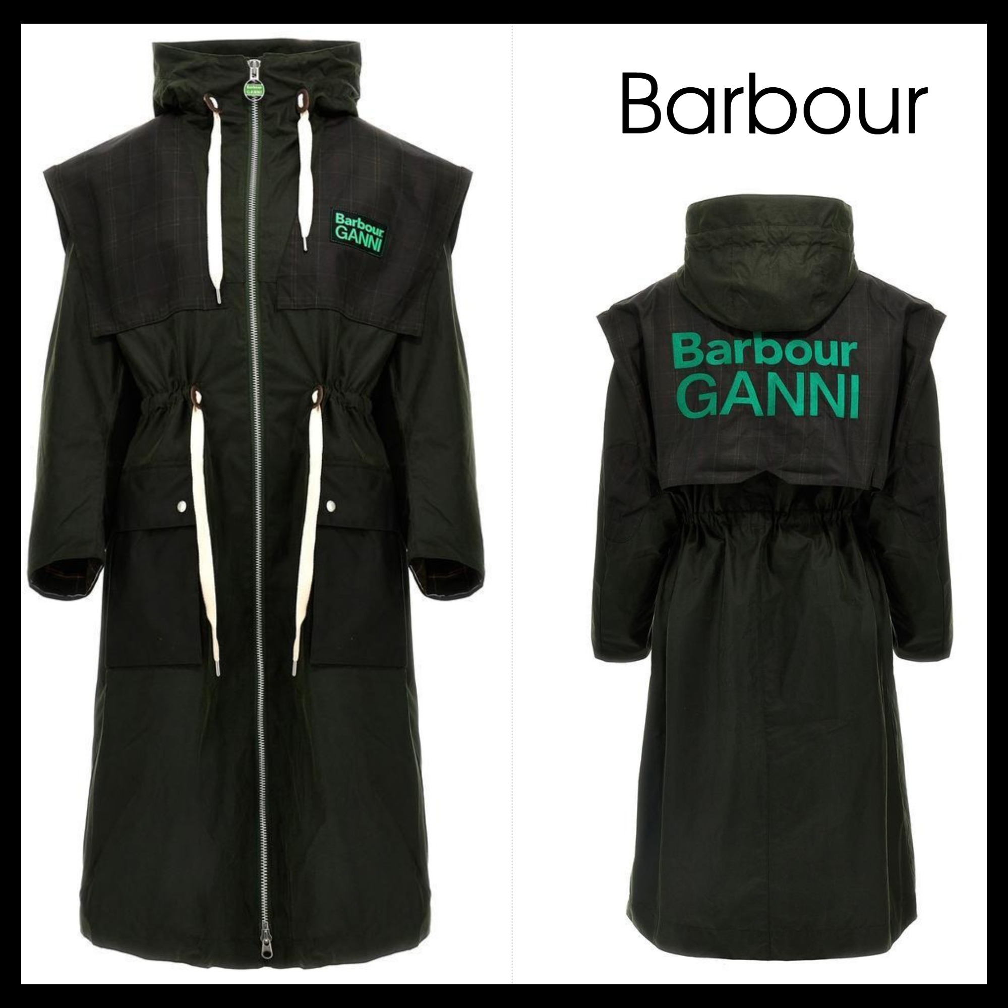 【Barbour】コラボ！ x GANNI Waxed Parka ジャケット ロゴ 綿