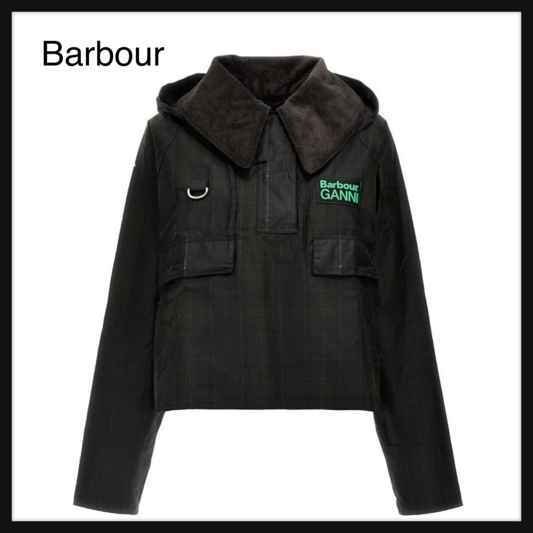 【Barbour】Ganni コラボ タータン ワックス アノラック ロゴ Barbour】Ganni コラボ タータン ワックス アノラック ロゴ