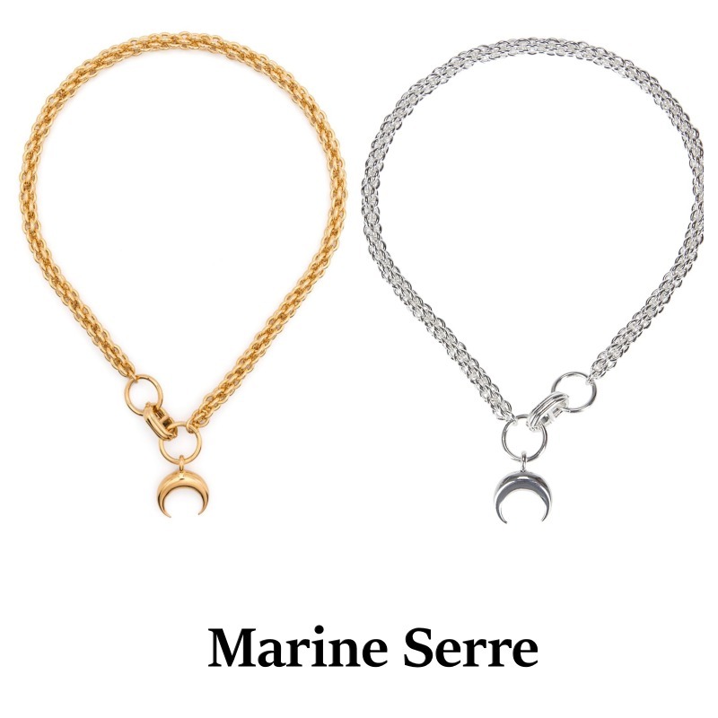 Marine Serre Moon Charm チェーン ネックレス Marine Serre ムーン チャーム 編み込みチェーン ネックレス