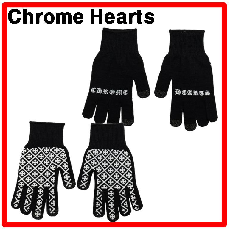 ★人気★【Chrome Hearts】★CH Checkmate Work Gloves BLAC.K★