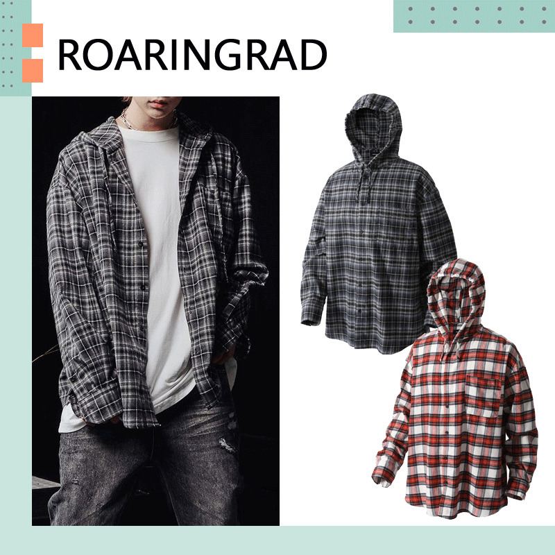 ROARINGRAD ♥ FLANNEL CHECK OVER HOOD SHIRT /追跡付