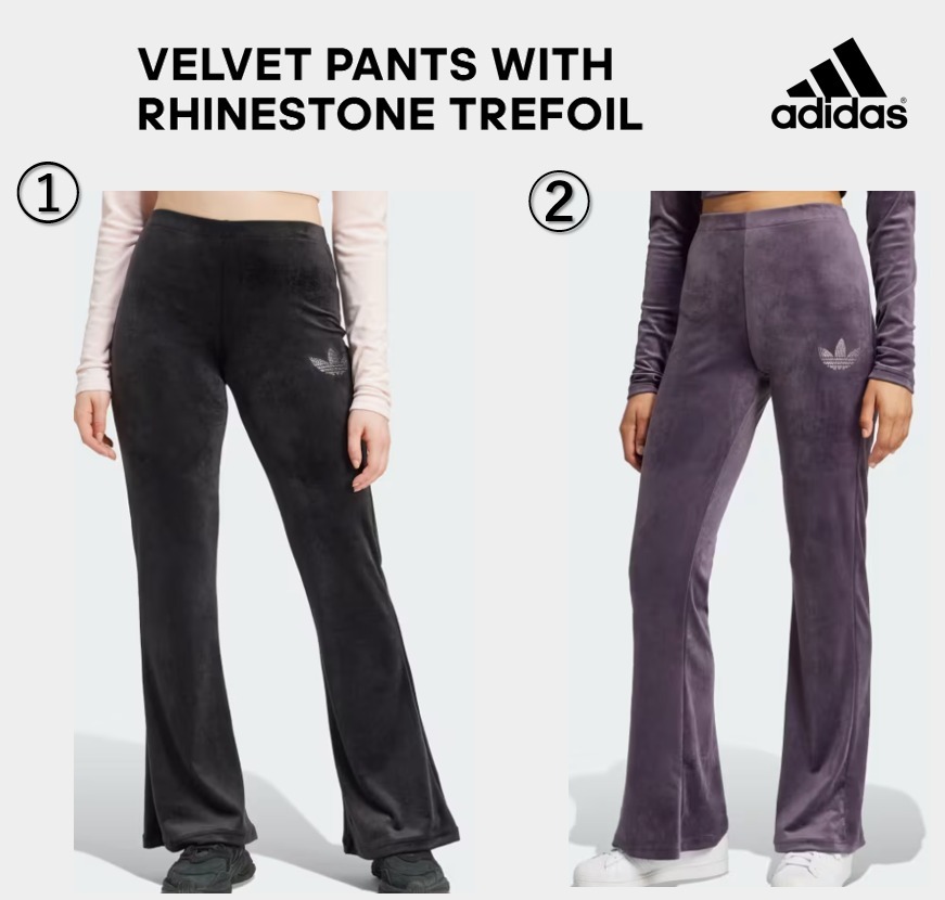 アディダス☆Velvet Pants With Rhinestone Trefoil☆選べる2色