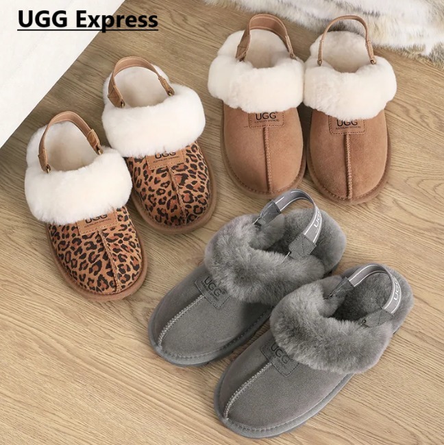 残りわずか【UGG Express】シープスキンスリングバックスリッパ