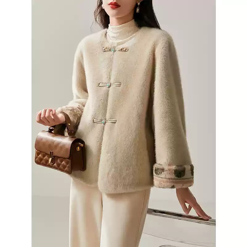 ハイエンド 環境に優しい毛皮 ファーコート ショート ジャケット