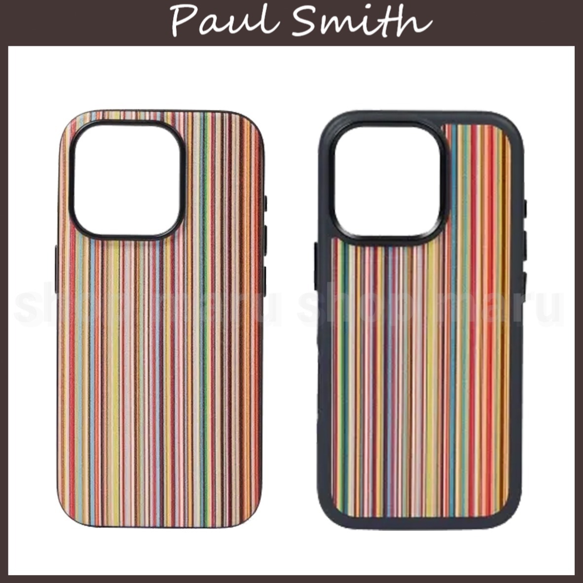 Paul Smith◆ストライプレザー MagSafeiPhone15 Pro/16 Pro用