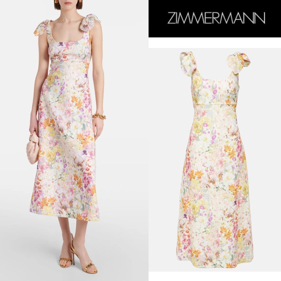 【Zimmermann】Harmony floral linen midi dress