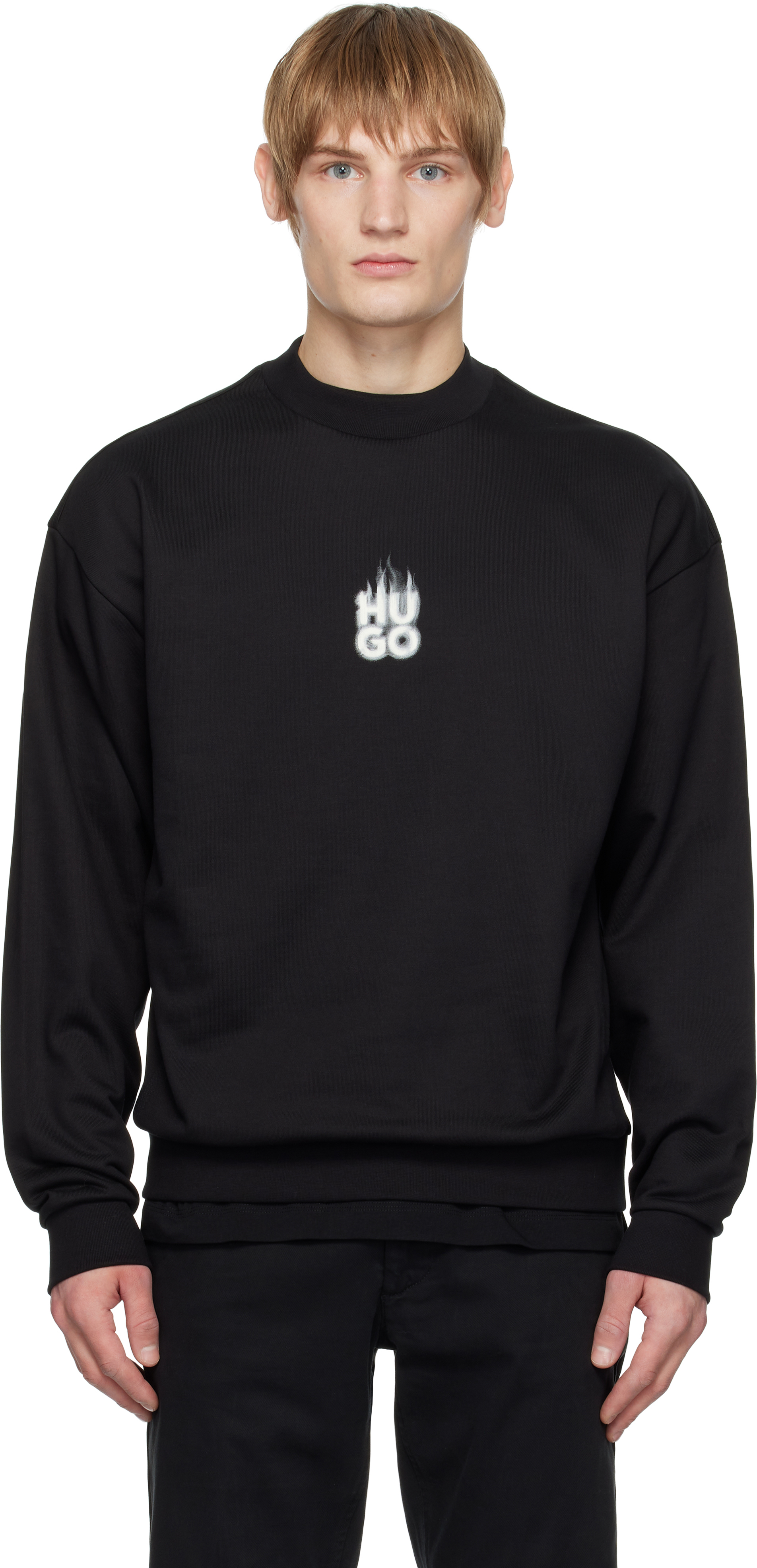【関税込み】Hugo ブラック Flame Logo スウェットシャツ
