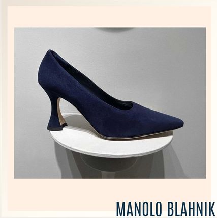 未使用級✨MANOLOBLAHNK マノロブラニク スエード ネイビー パンプス