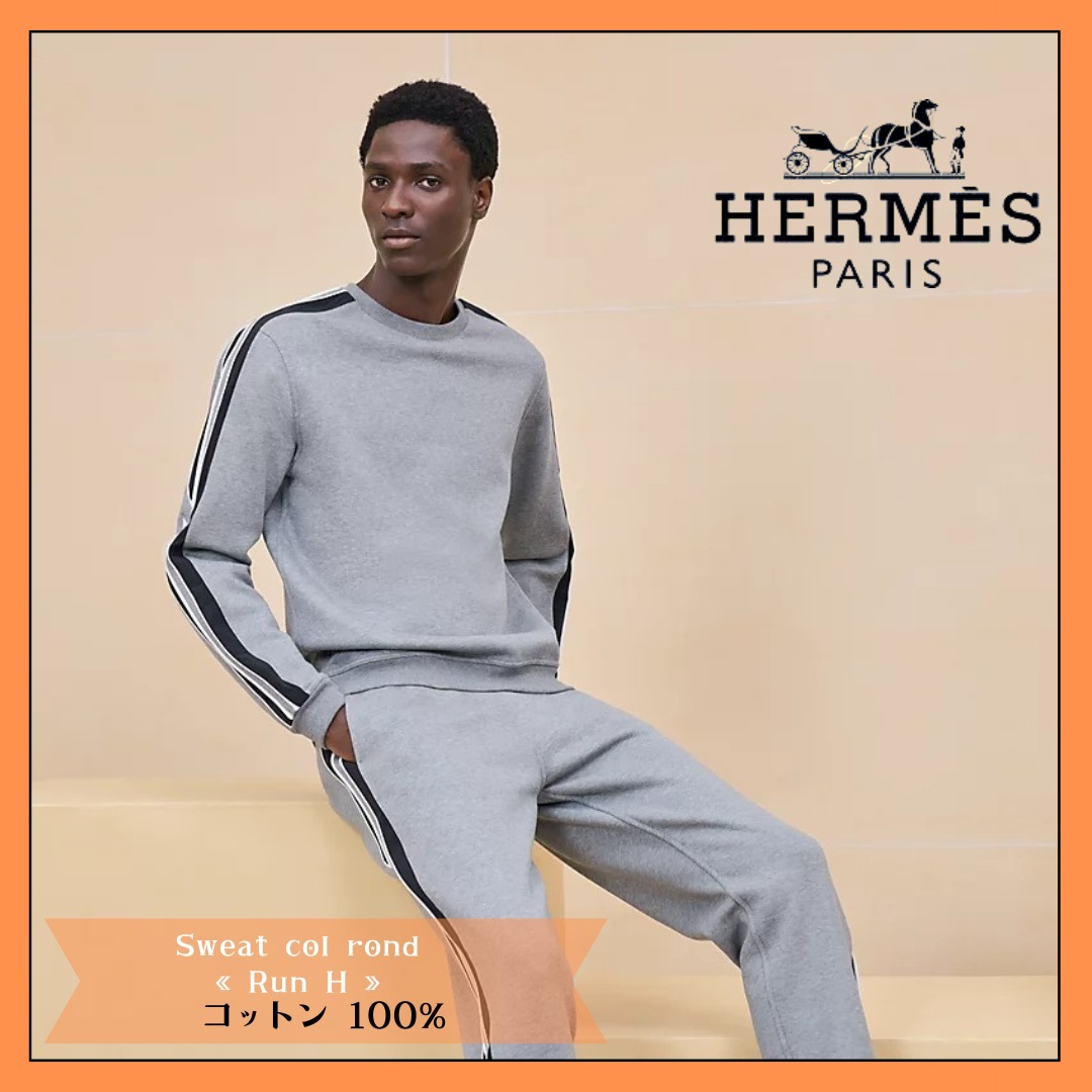 【大人デザイン】HERMES★Run H ラウンドネックスウェットシャツ