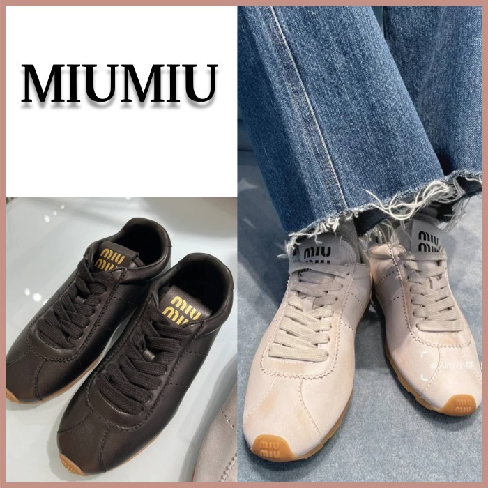 《快適な履き心地》【miumiu】プルームナッパレザースニーカー