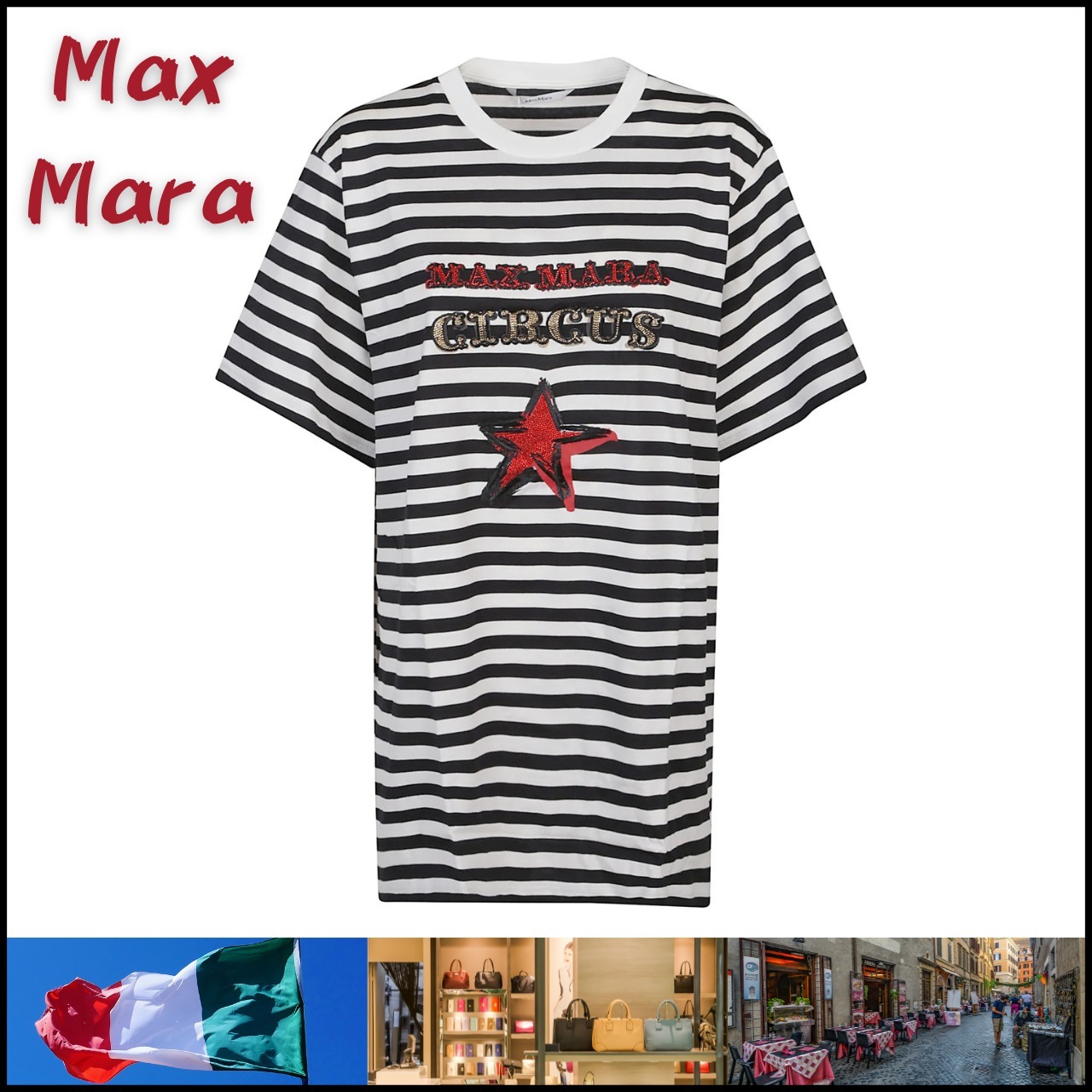 ニューシーズン Max Mara ストライプ クルーネック Tシャツ