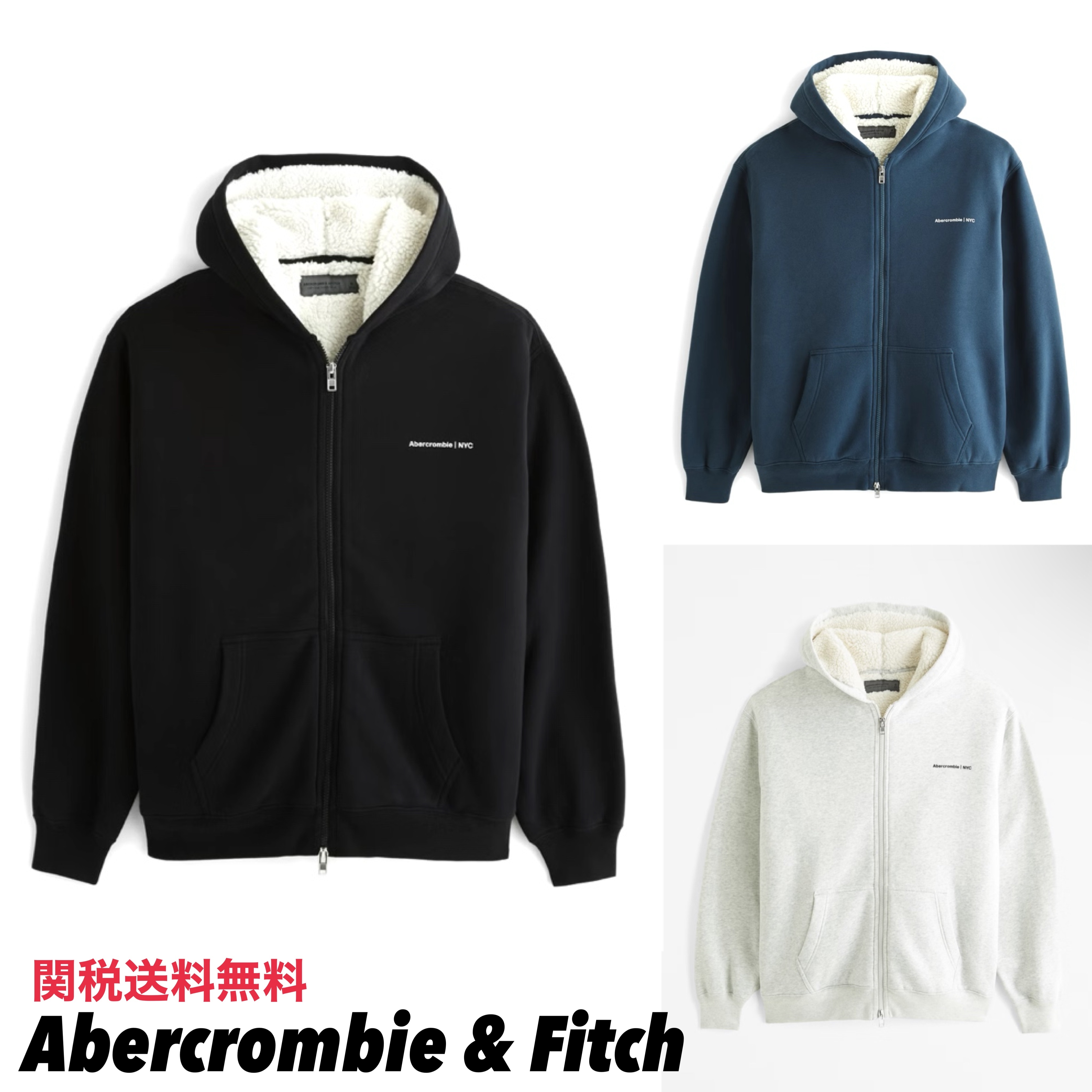 Abercrombie & Fitch シェルパラインド ジップフーディー