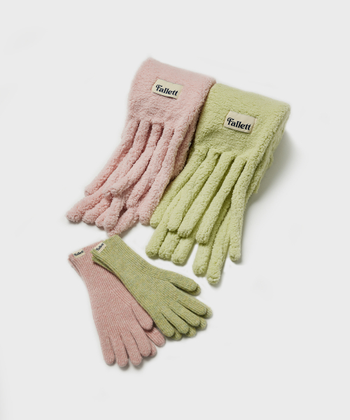 マフラー・ストール Fallett GIFT BOX Boucle Muffler Finger Hole Knit Gloves SET
