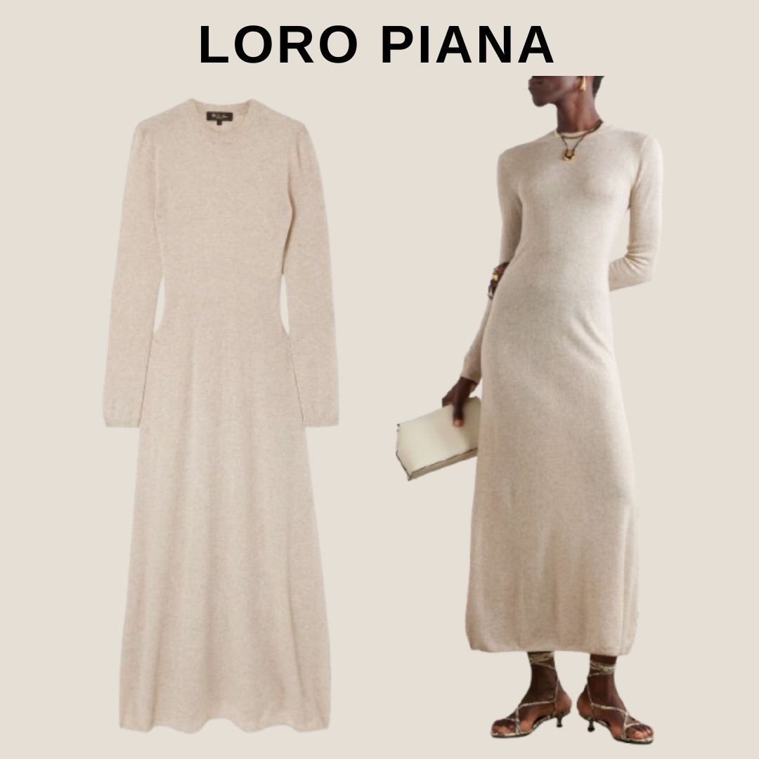 LORO PIANA カシミヤ＆シルク混 ミディ丈ワンピース【関税込み】