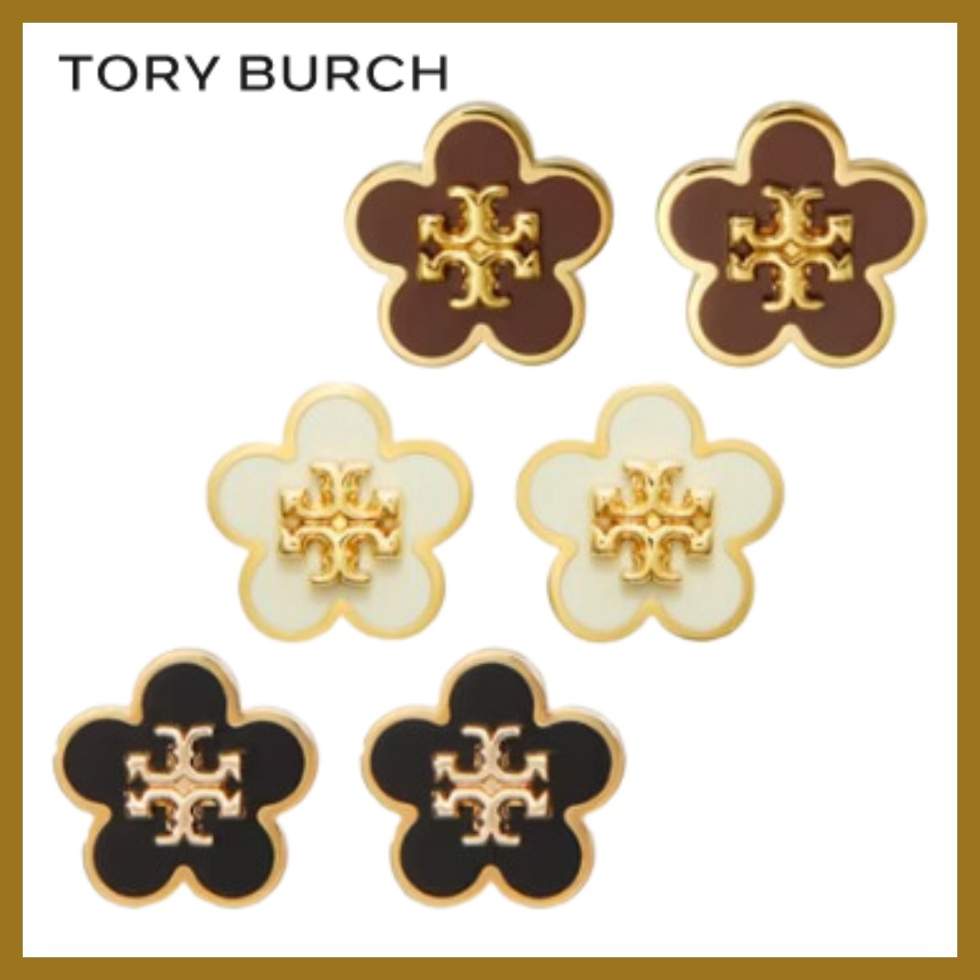TORY BURCH ピアス キラ エナメル フラワー スタッズピアス