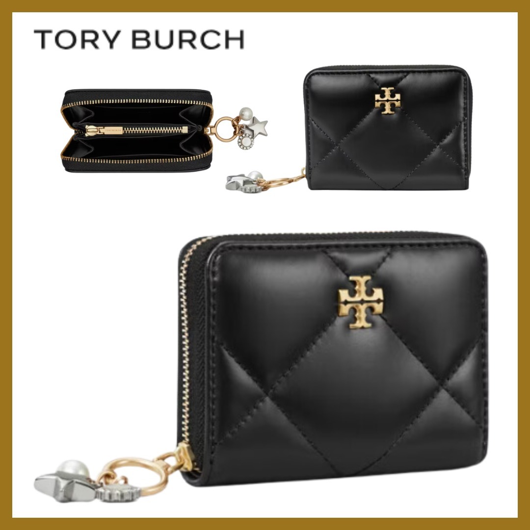 上品 *TORYBURCH* キラ チャーム ダイヤモンドキルト ウォレット