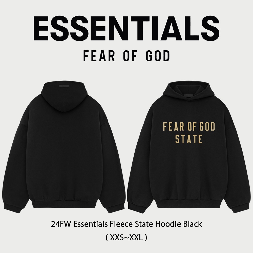 【FEAR OF GOD】 24FW Essentials Fleece State Hoodie Black