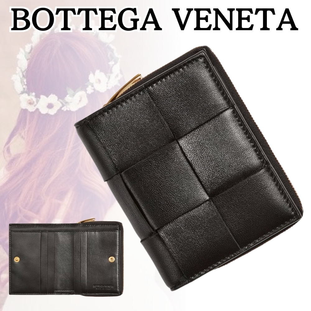 BOTTEGA VENETA*贈り物の季節*ブラックカセット二つ折り財布