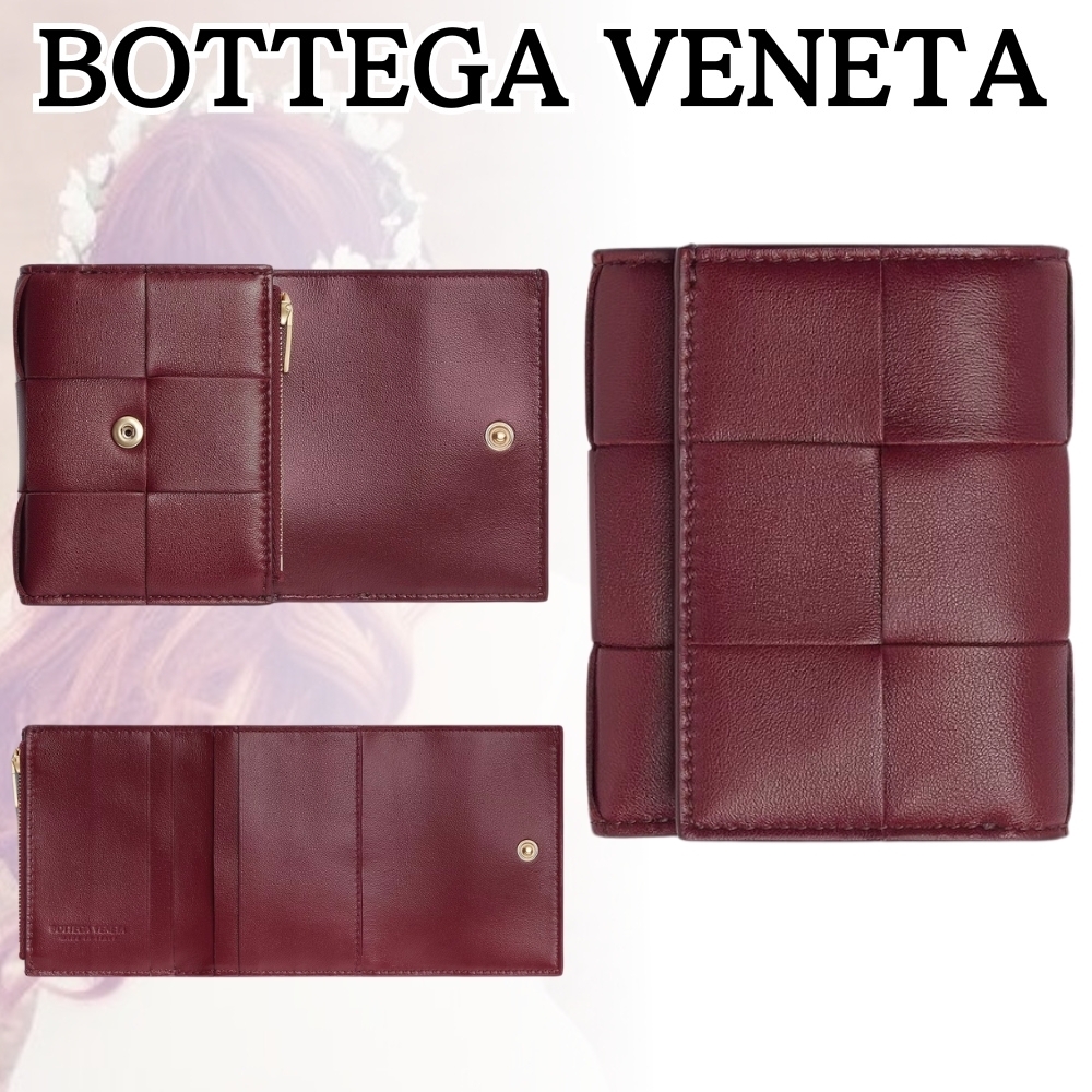BOTTEGA VENETA*会うのが一番*ワインカセット三つ折りジップ財布