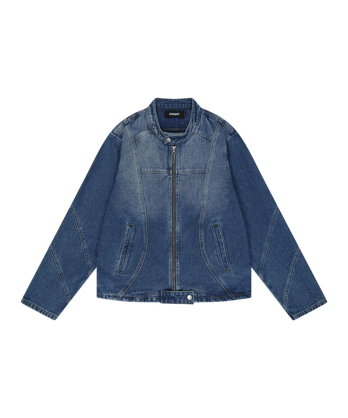 【DOMINANT】Curved Biker Denim Jacket Blue